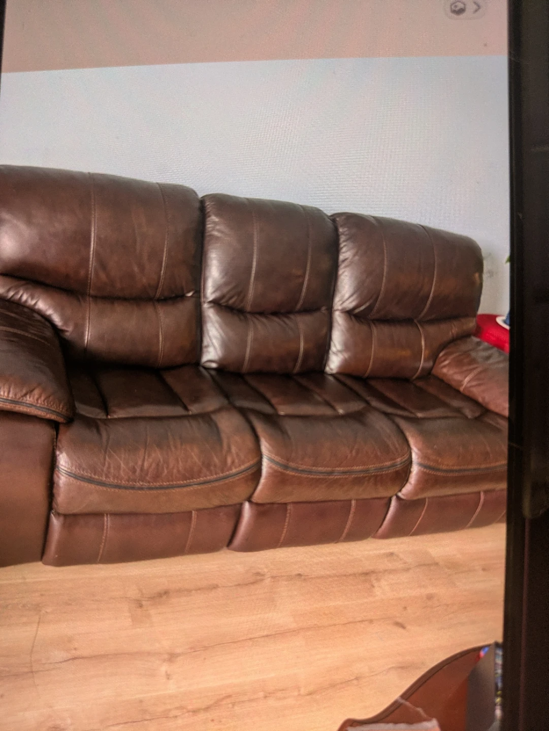Burgundy love seat and 3 seat