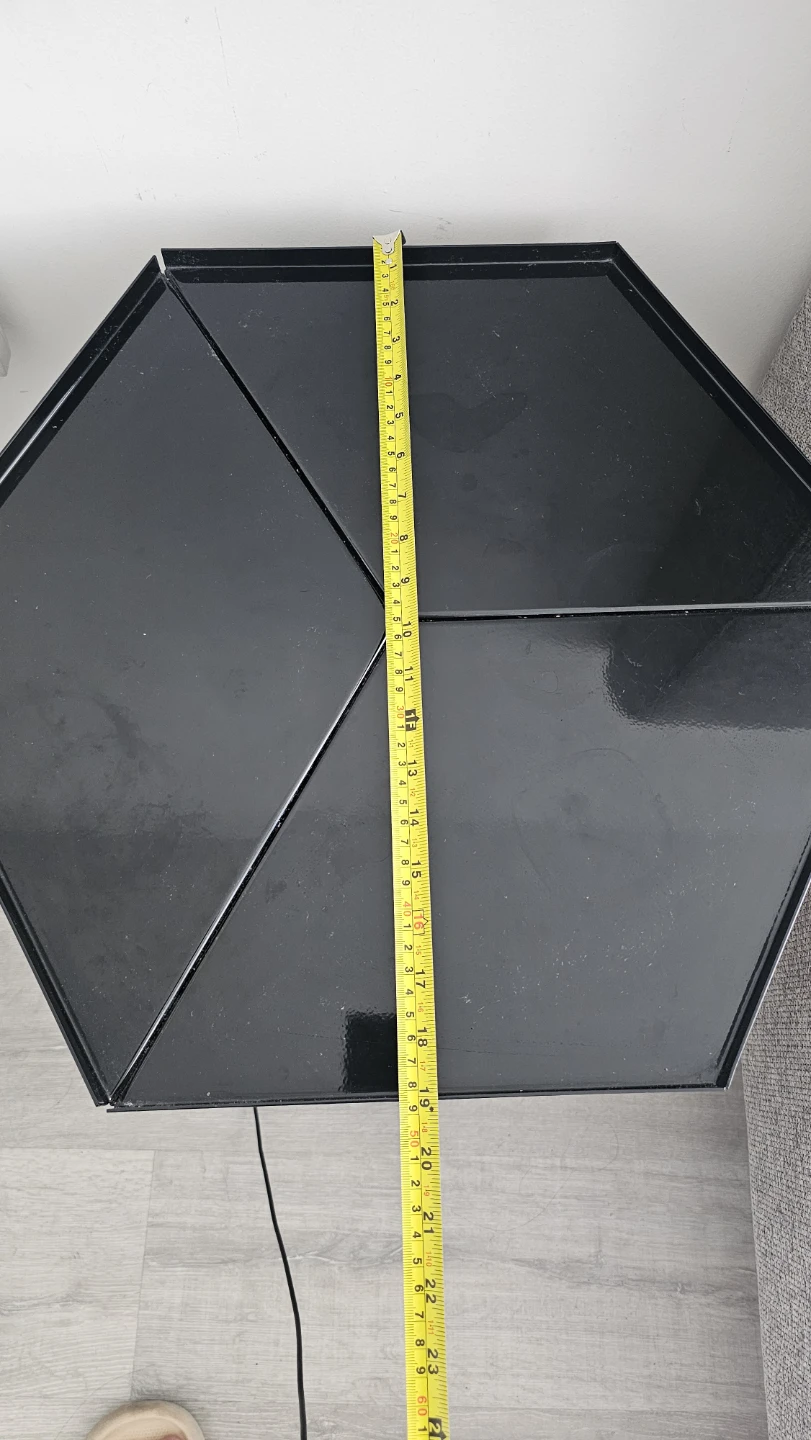 Hexagonal Side Table-Black metal surface & Wooden legs - photo 4