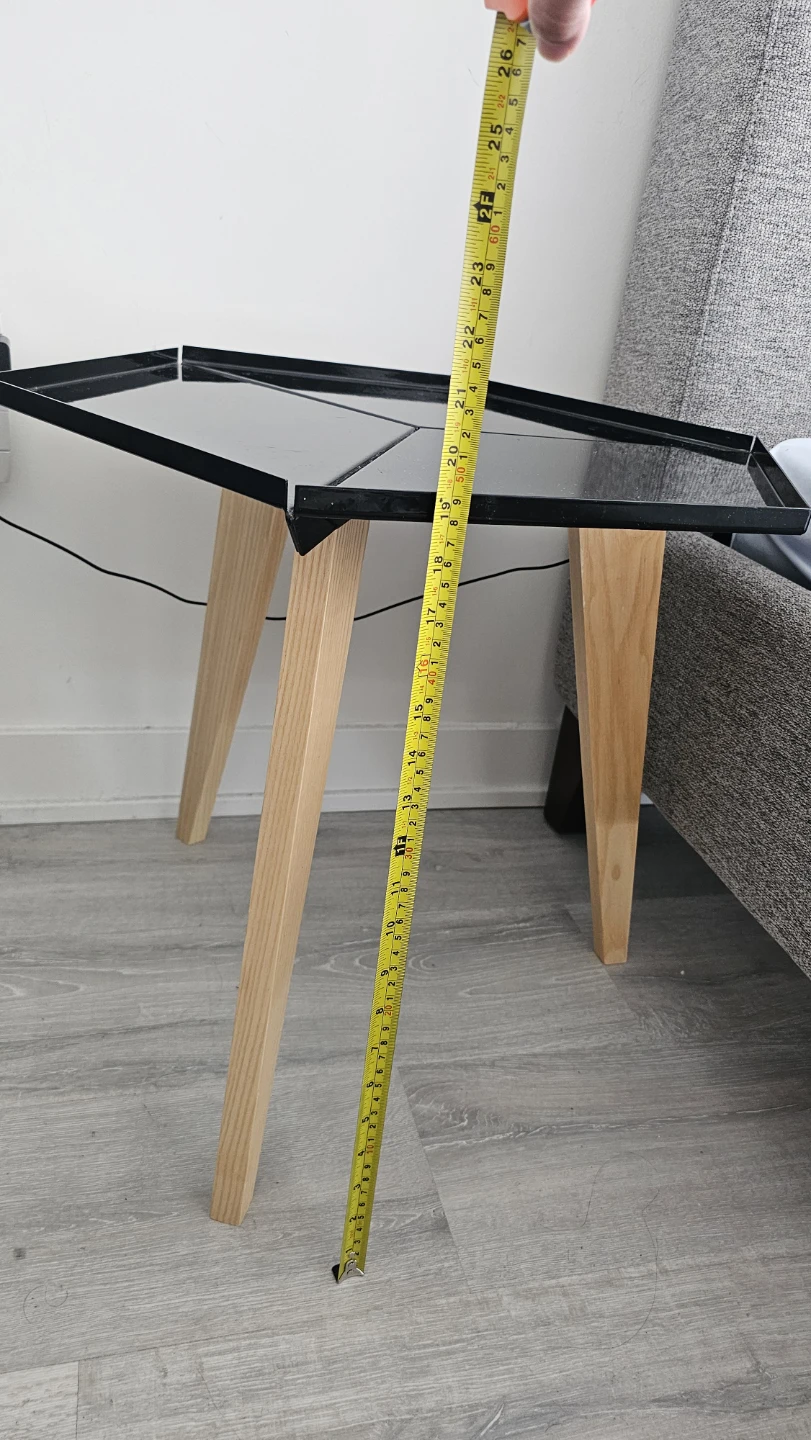 Hexagonal Side Table-Black metal surface & Wooden legs - photo 5