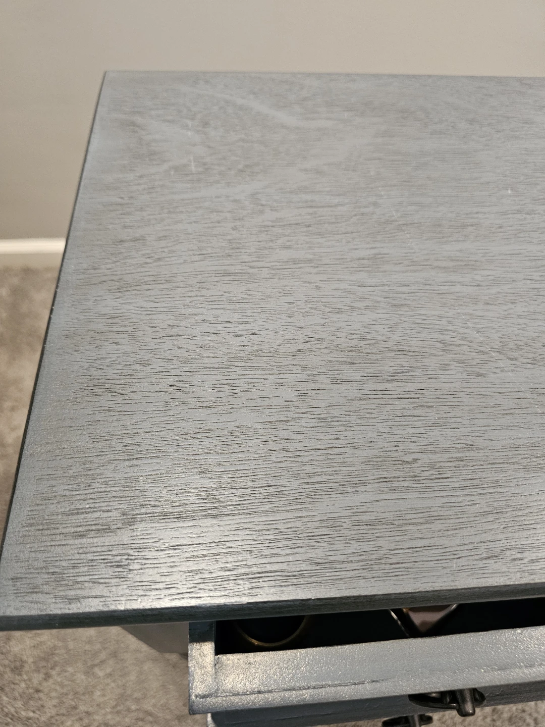 Gray 4-Drawer Side Table with Shelf - photo 3