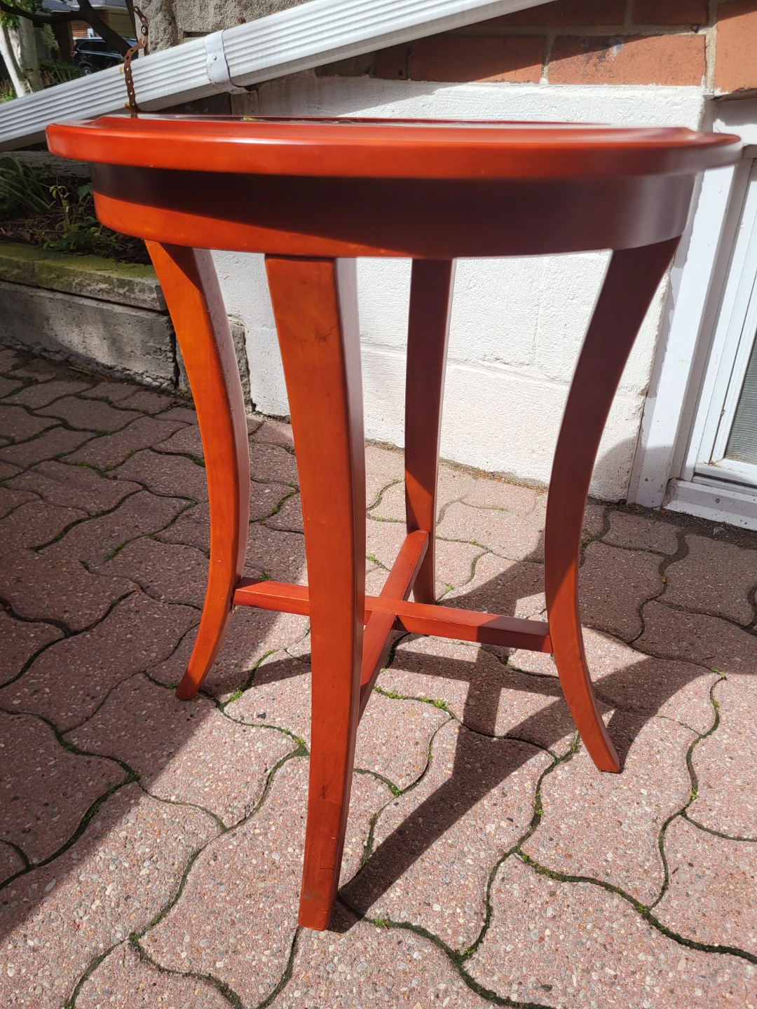 Orange Accent Table with Stained Glass Top - photo 2