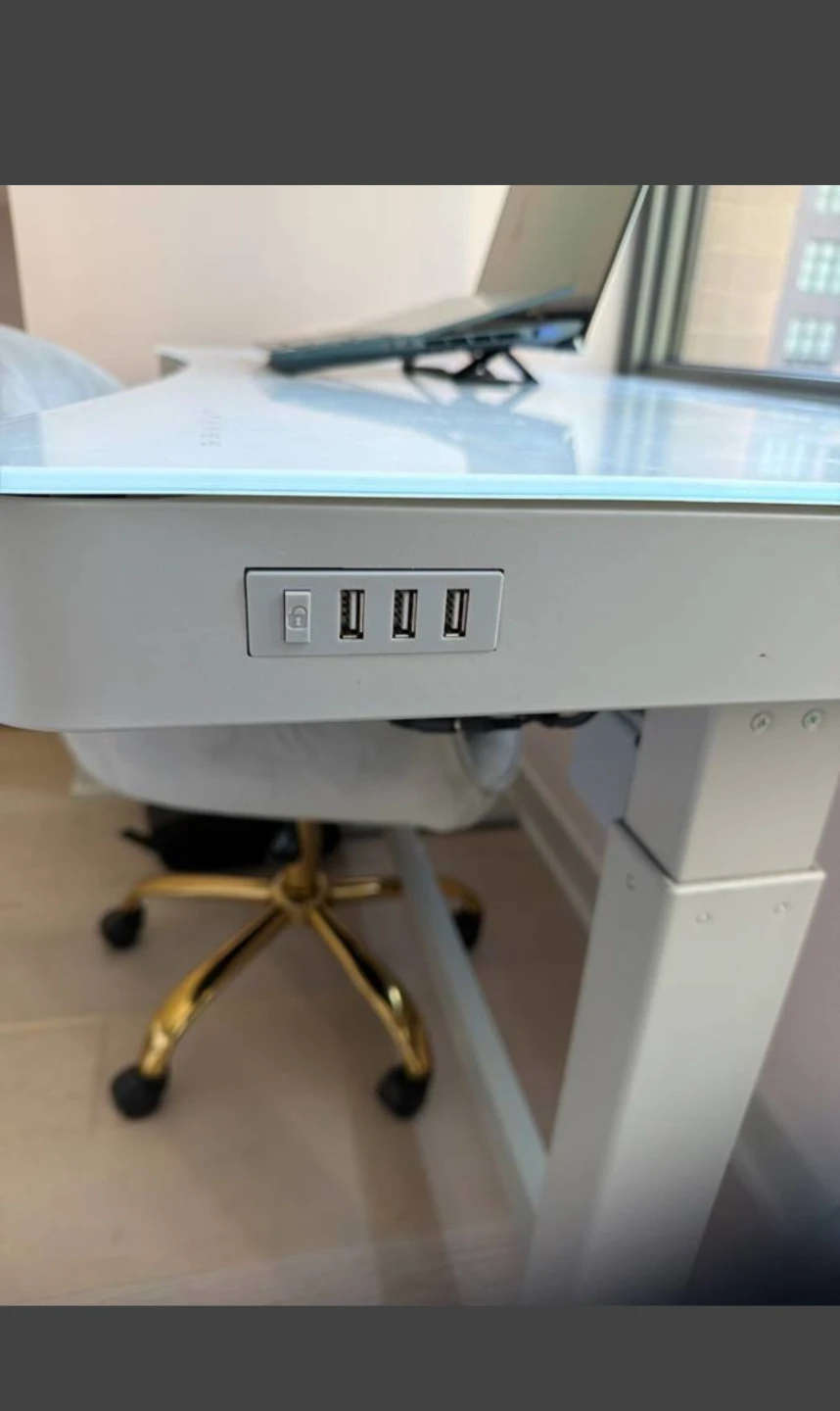 (FREE DELIVERY) White Standing Desk with Built-in USB Ports - photo 2