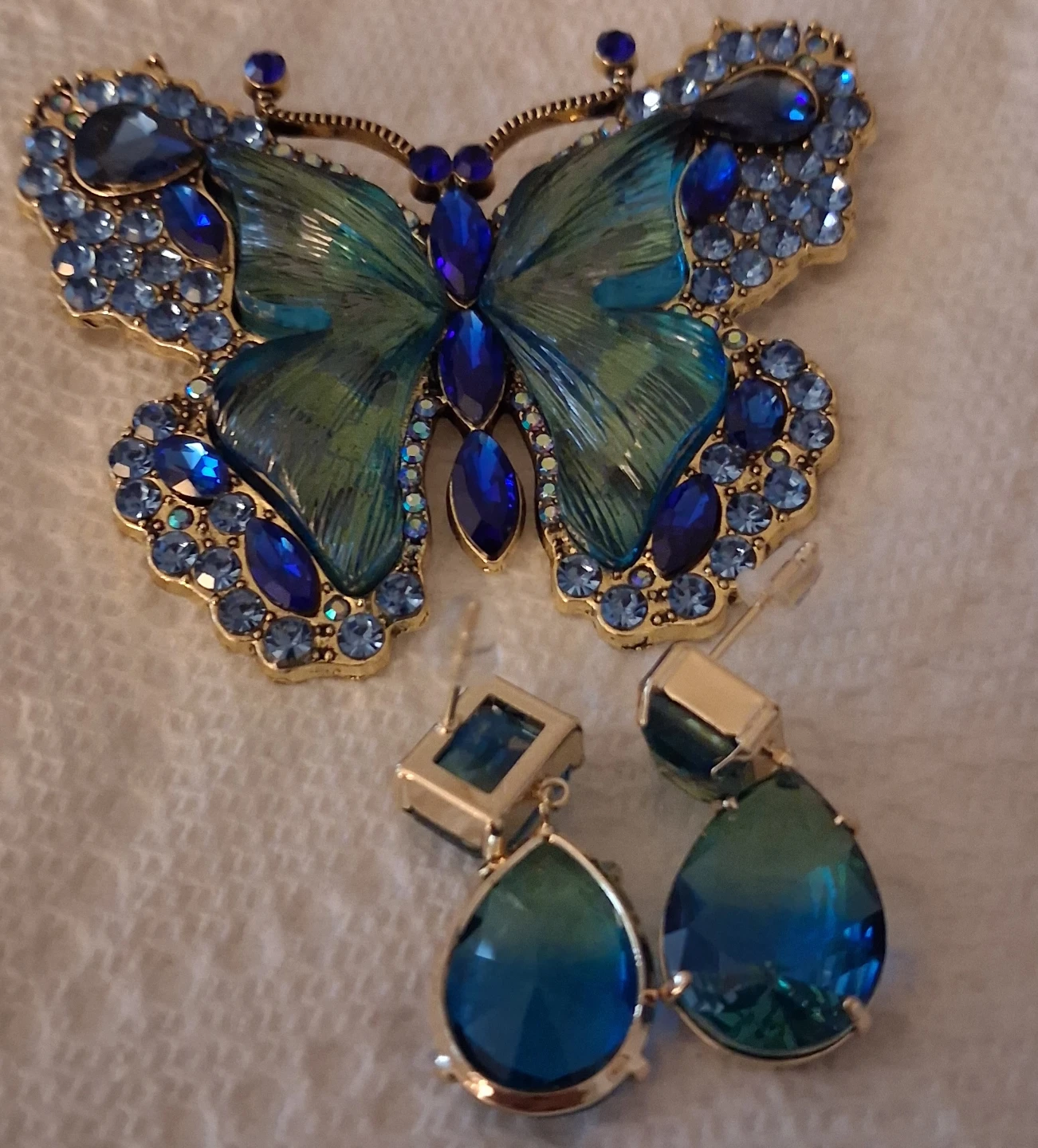 Butterfly Brooch and Earrings Set