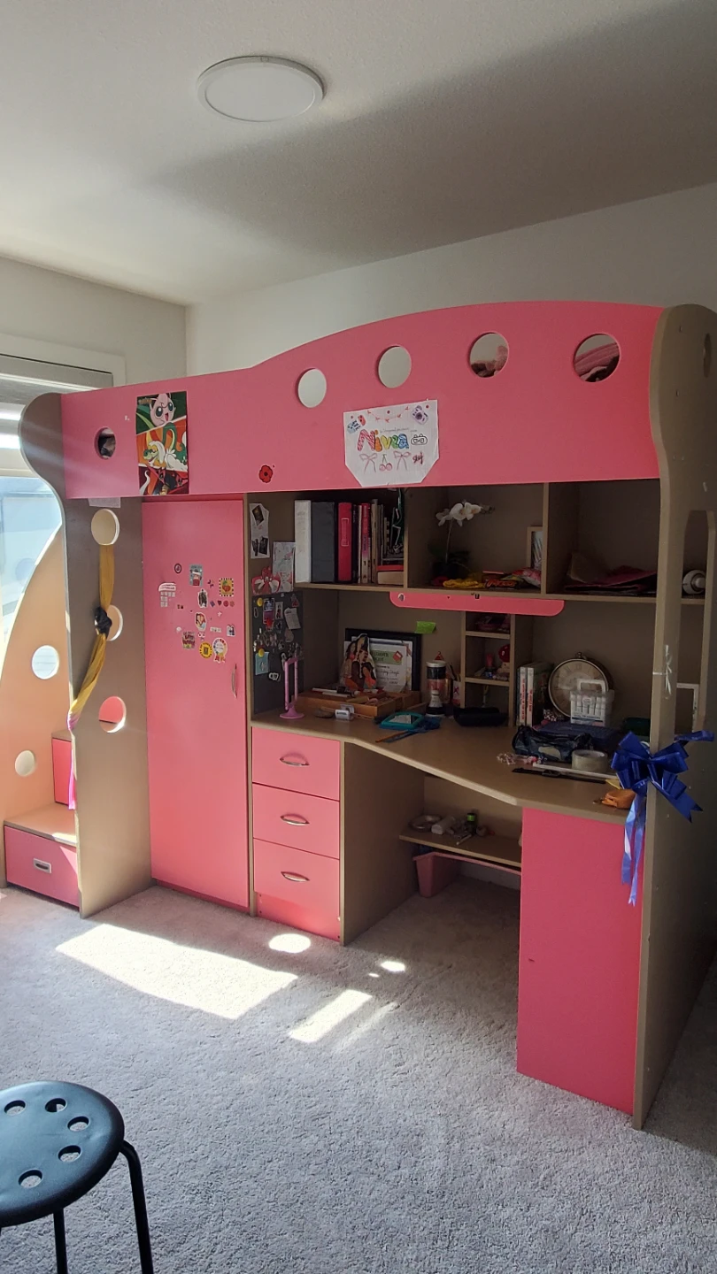 Pink Loft Bed with Desk and Storage - photo 2