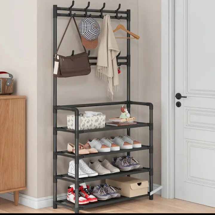 (BRAND NEW) 5-Tier Shoe Rack and Coat Hanger White - photo 4