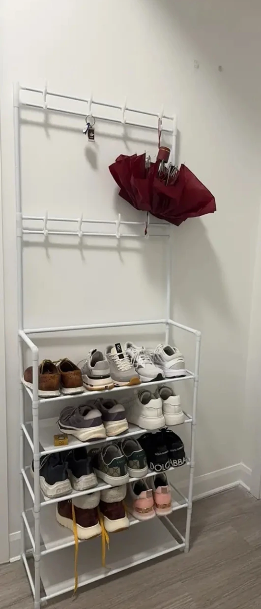 (BRAND NEW) 5-Tier Shoe Rack and Coat Hanger White - photo 5