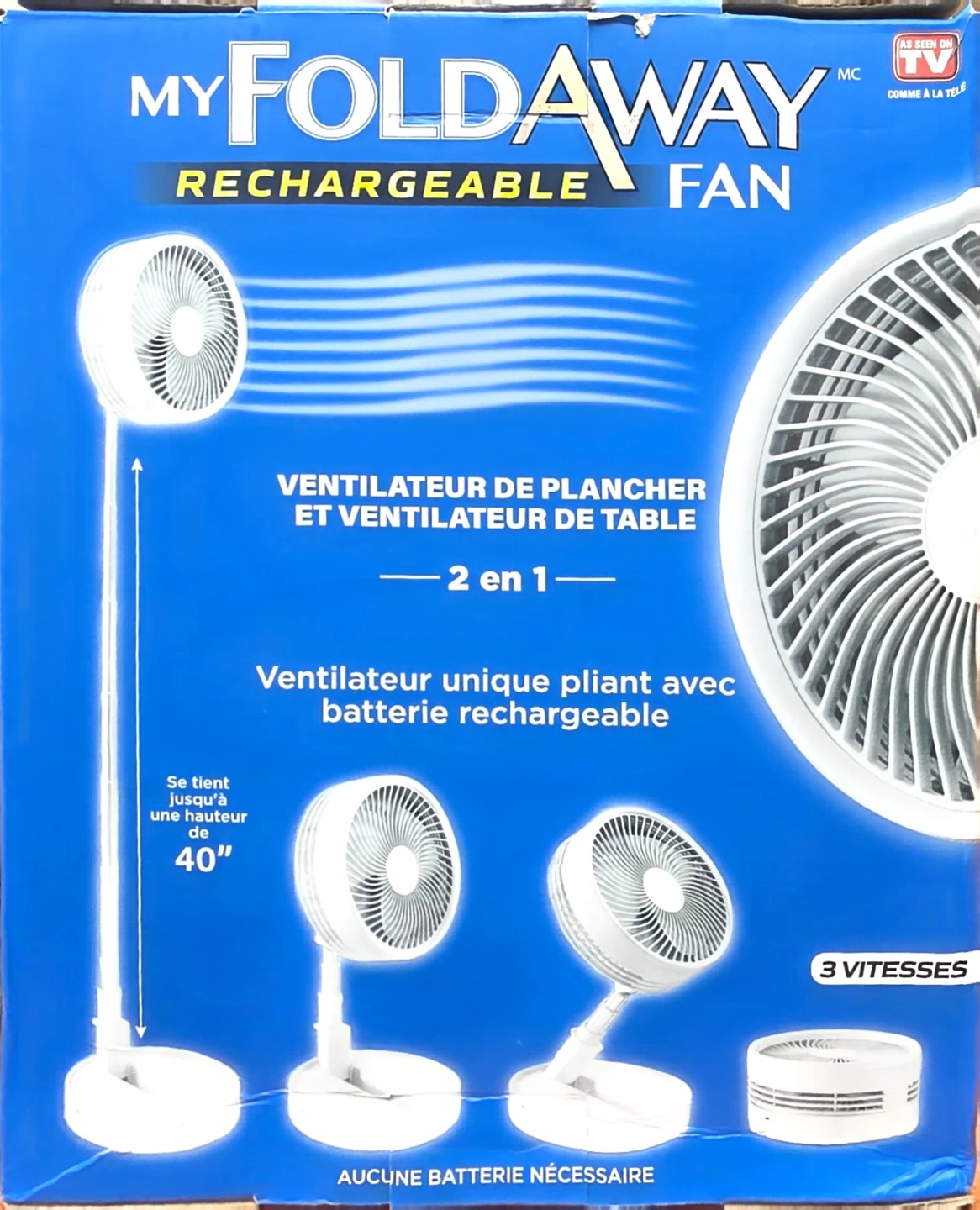 My FoldAway Rechargeable Floor & Table Fan  used - photo 3
