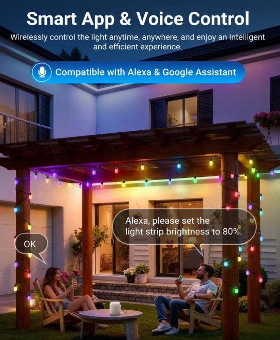 NEWEER 96ft Outdoor Smart RGB String Lights - photo 4
