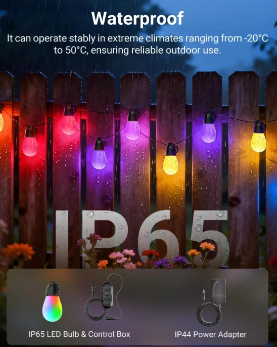 NEWEER 96ft Outdoor Smart RGB String Lights - photo 5