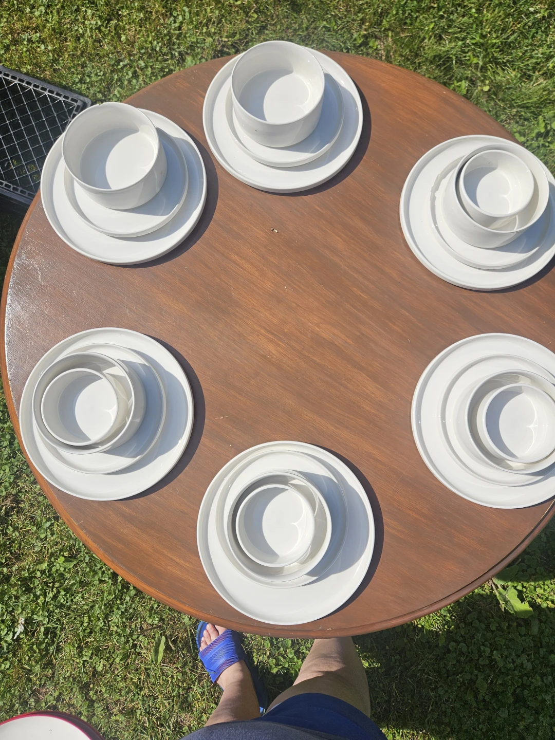 Set of 6 White Ceramic Dinner Plates and Bowls - photo 2