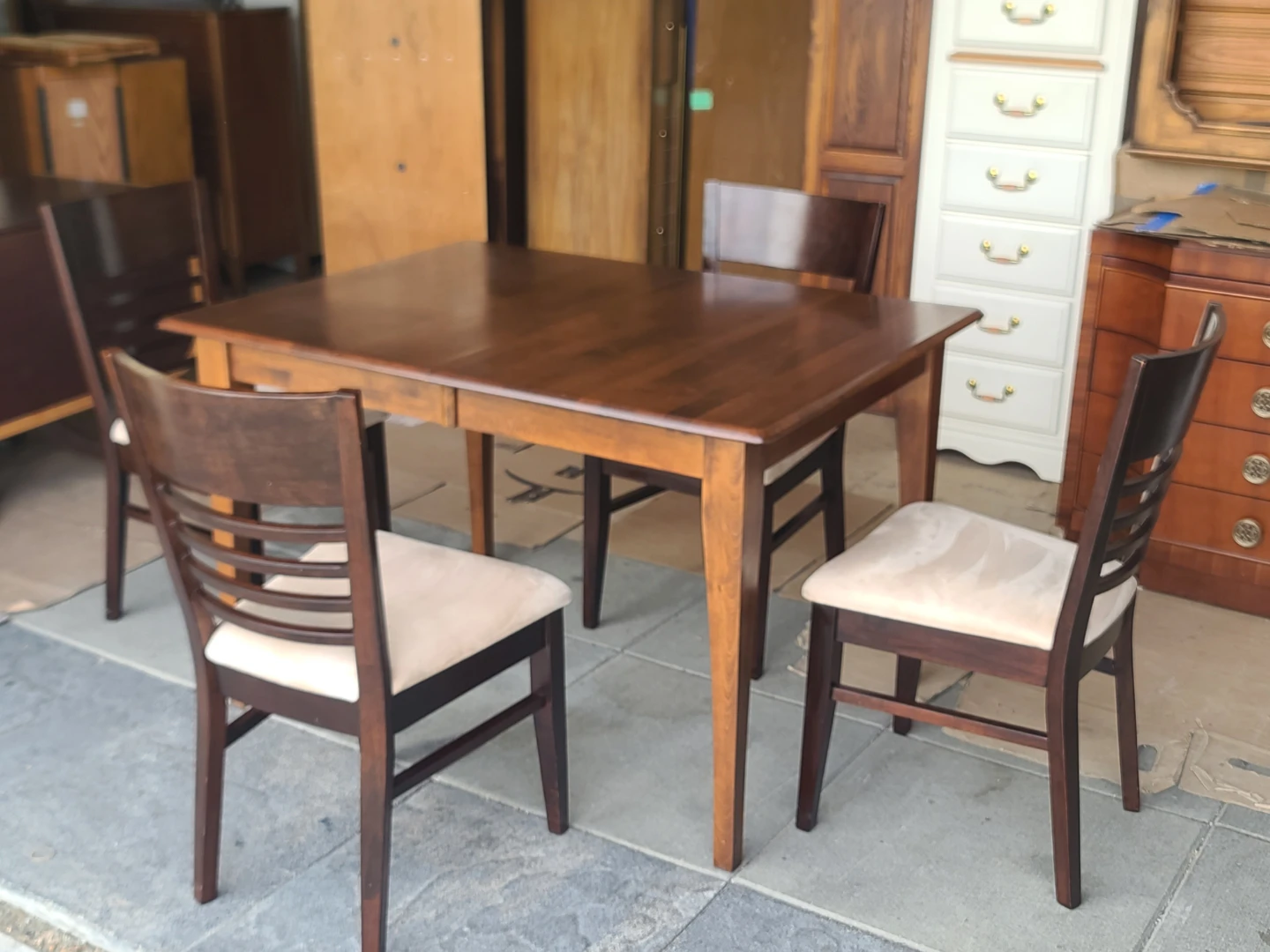 Wooden Dining Table with 4 Chairs and Extension Leaf - photo 2