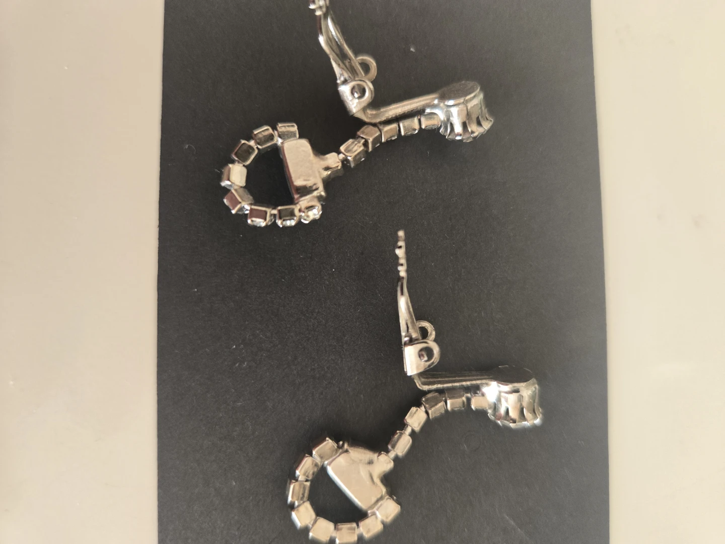 Rhinestone Vintage Stirup Clip-On Dangle  Earrings - photo 2