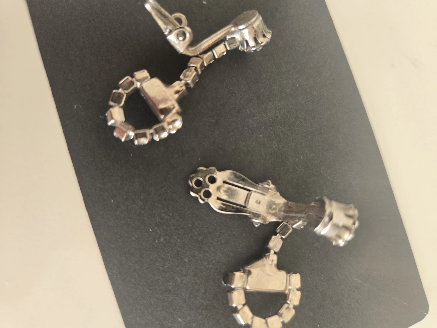 Rhinestone Vintage Stirup Clip-On Dangle  Earrings - photo 3