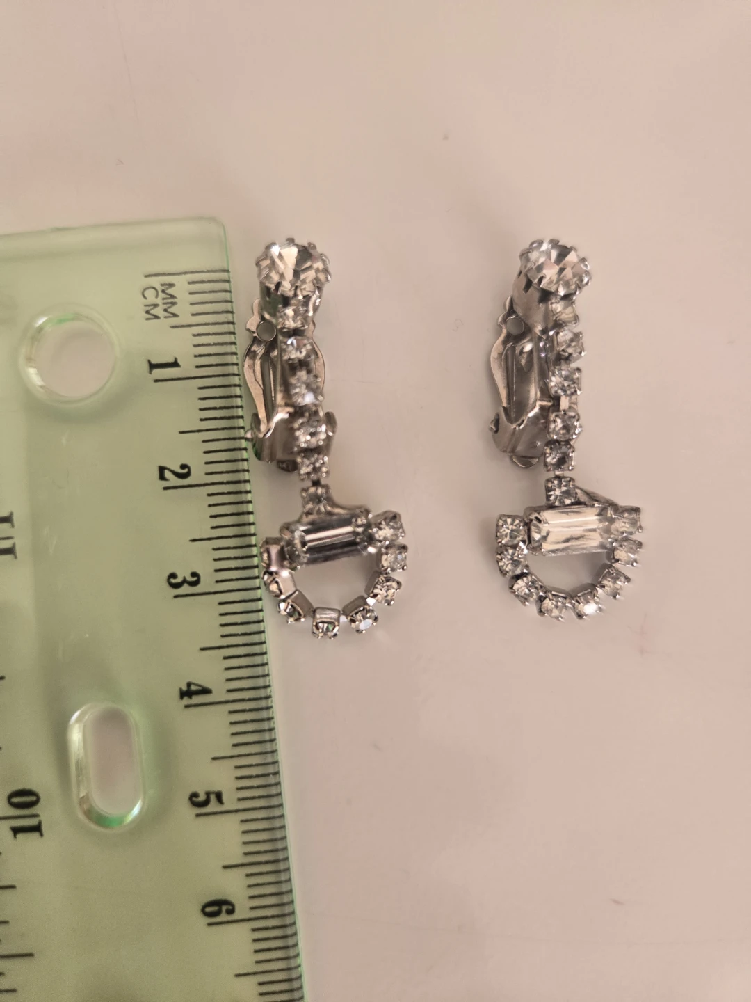 Rhinestone Vintage Stirup Clip-On Dangle  Earrings - photo 4