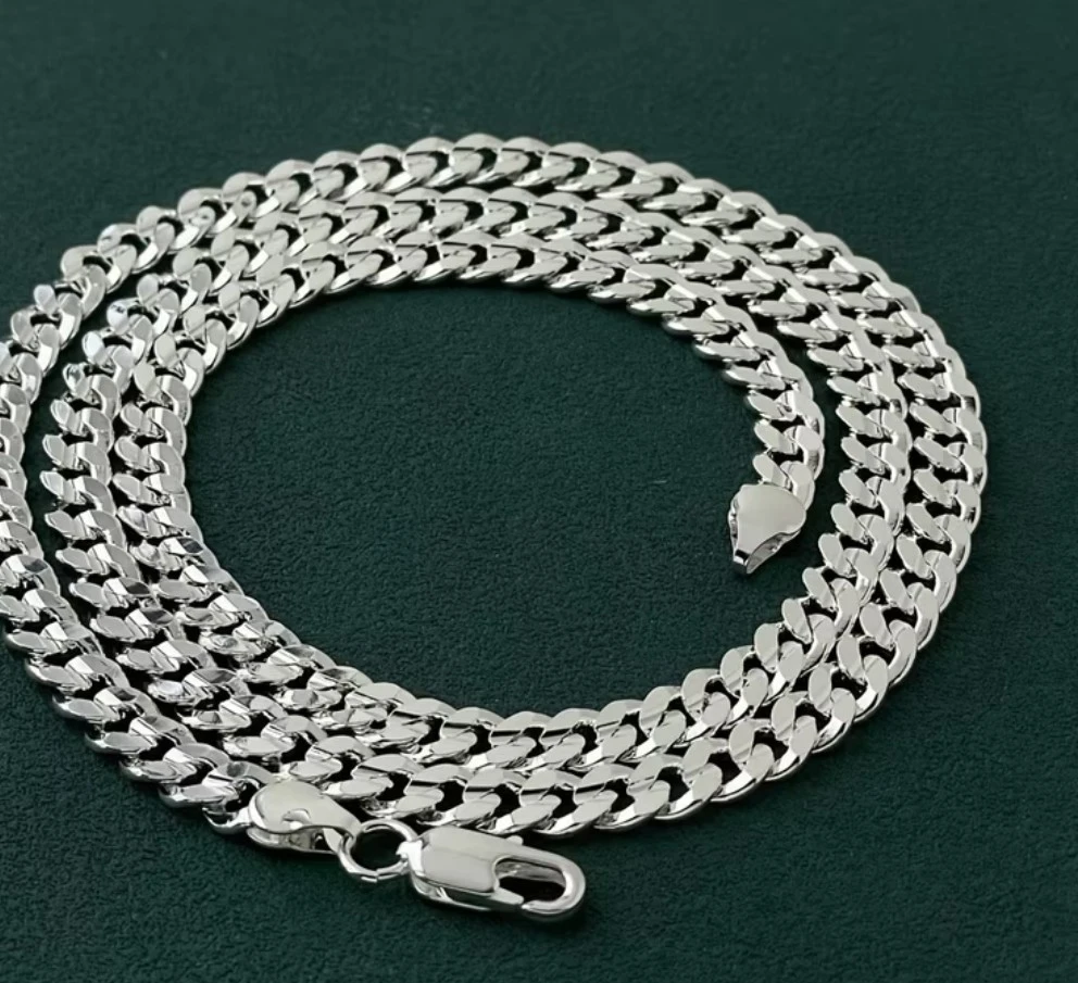 Silver Curb Chain Necklace 50cm 925