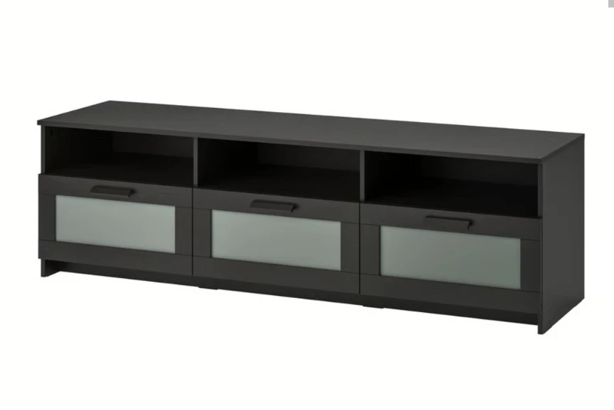 Dark Grey TV Stand with Frosted Glass Doors