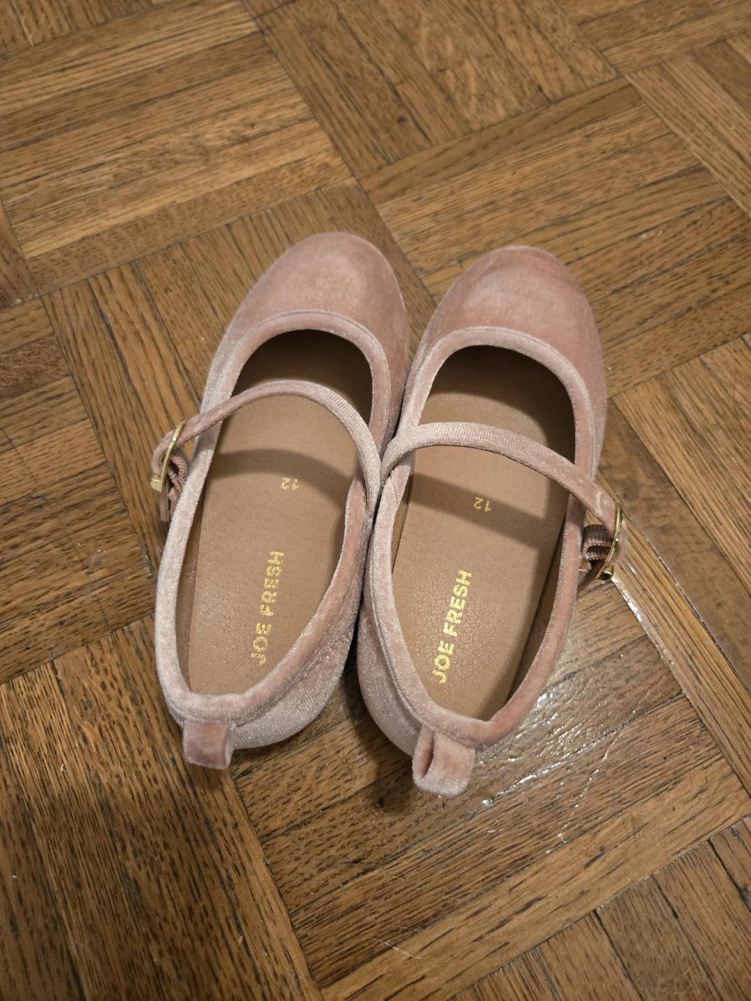 Joe Fresh Pink Velvet Mary Jane Shoes - Size 12