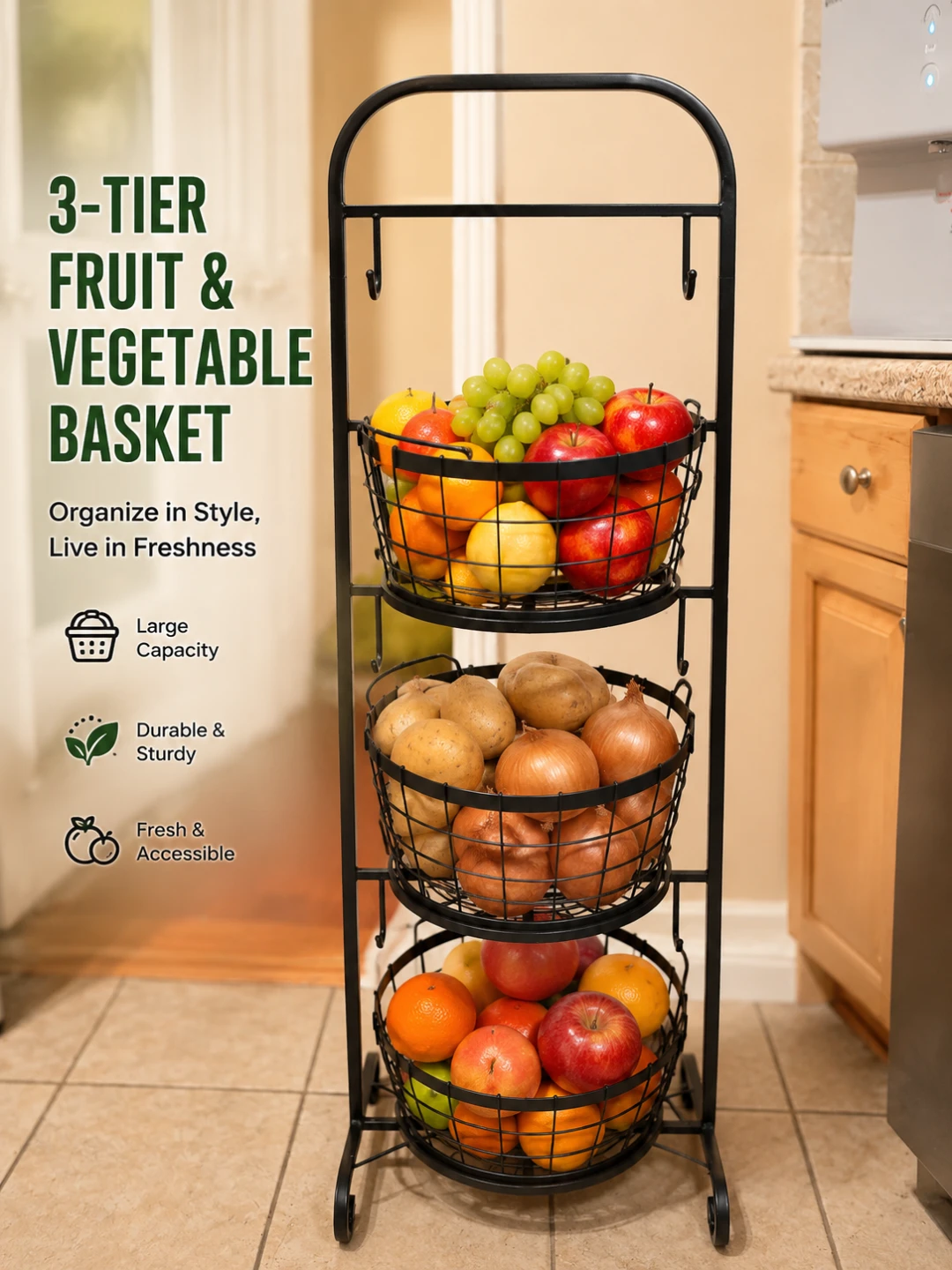 3-Tier Fruit & Vegetable Basket