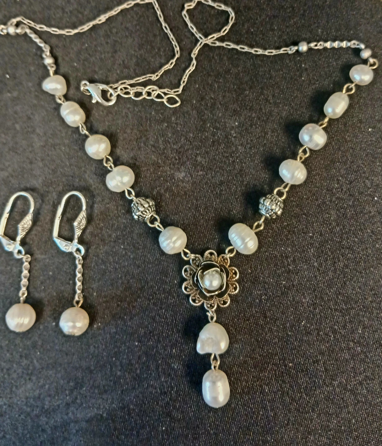 Natural Pearl Necklace and Earring Set - photo 5