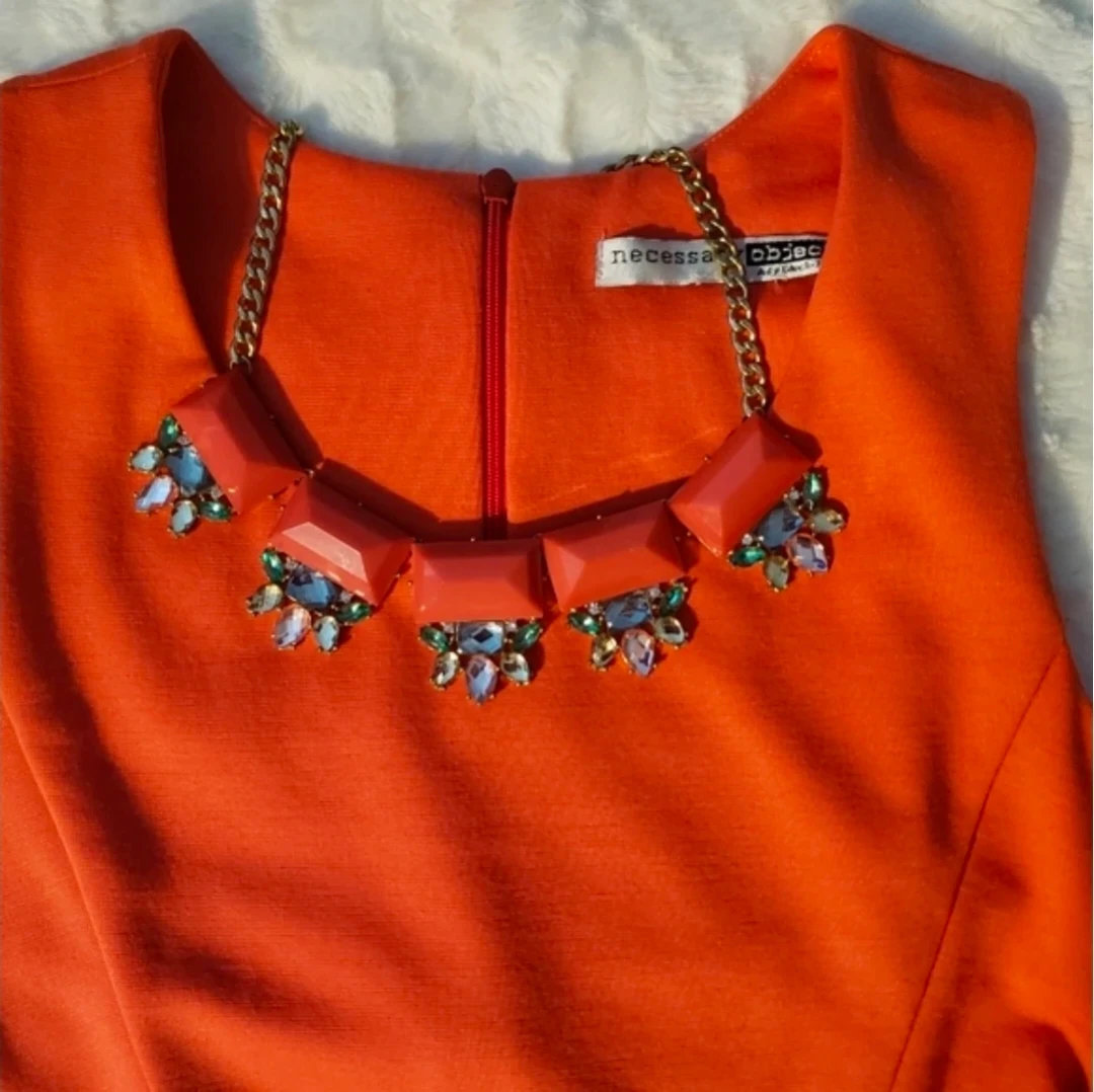 Statement Necklace with Red and Blue Gems - photo 3