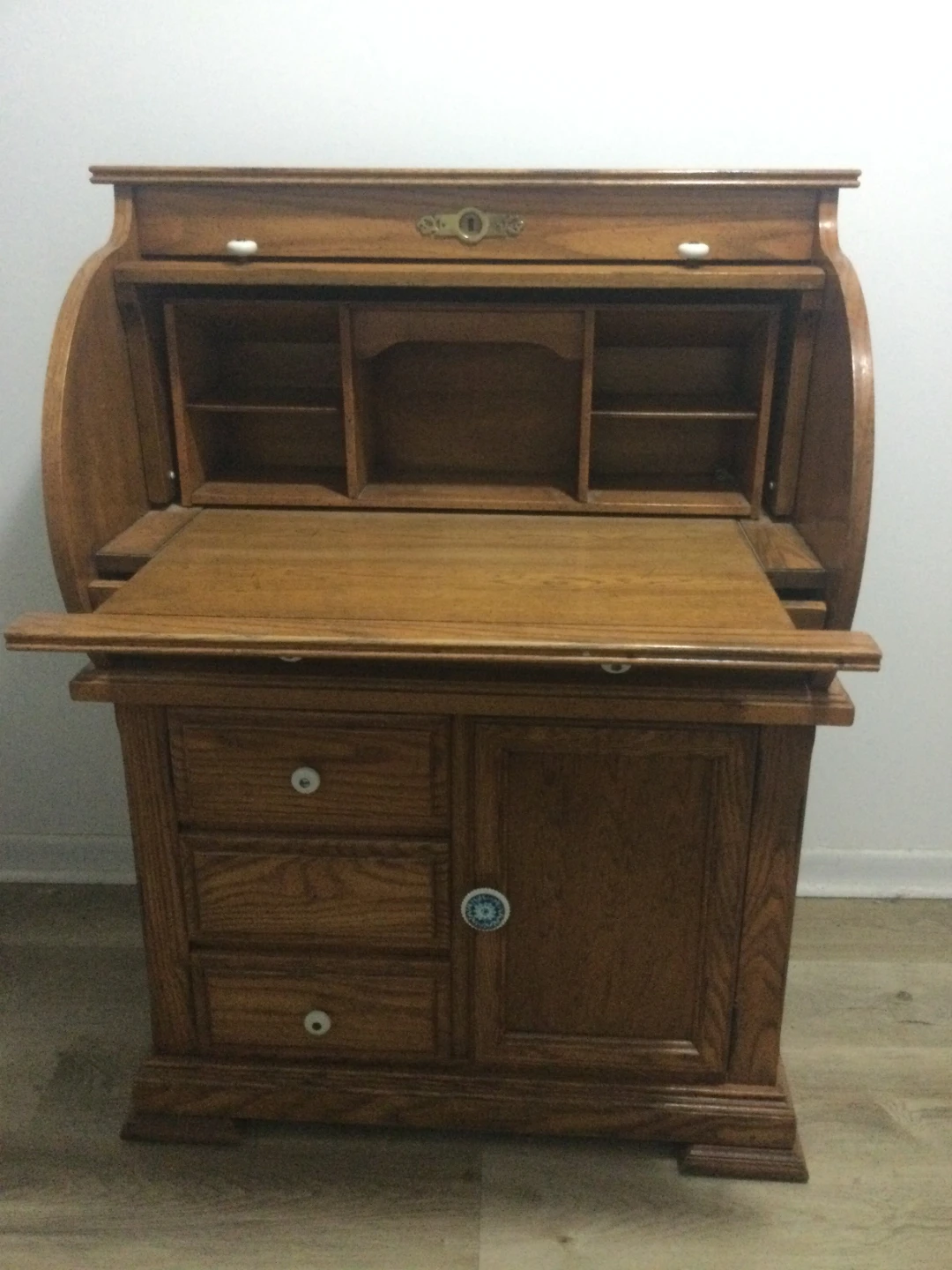 Oak Roll Top Desk - photo 2