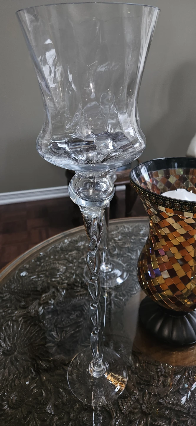Glass Hurricane Candle Holders - Set of 3 - photo 3
