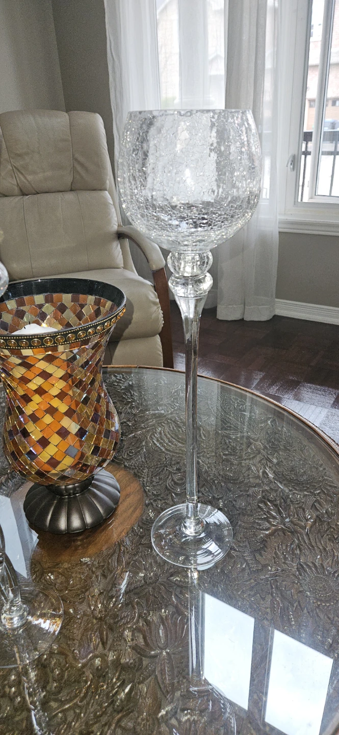 Glass Hurricane Candle Holders - Set of 3 - photo 4