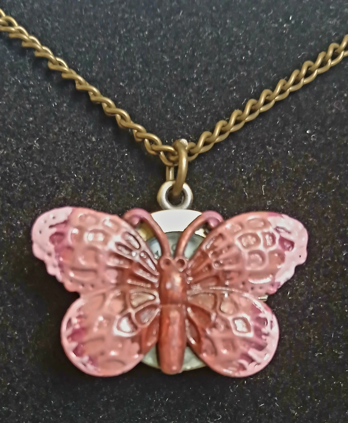 Butterfly Pendant Necklace with Quartz Watch