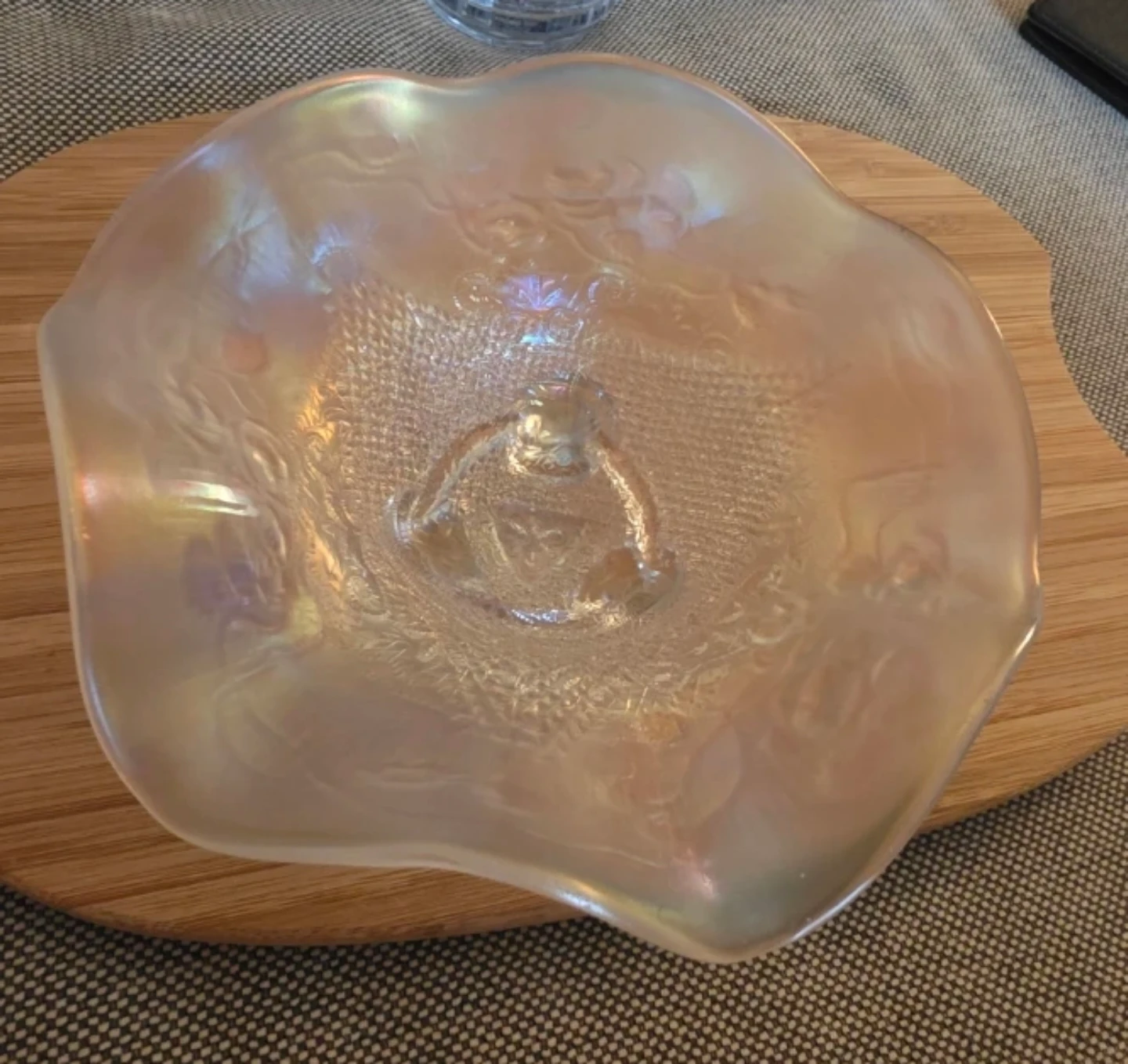 Iridescent Glass Carnival Candy Dish