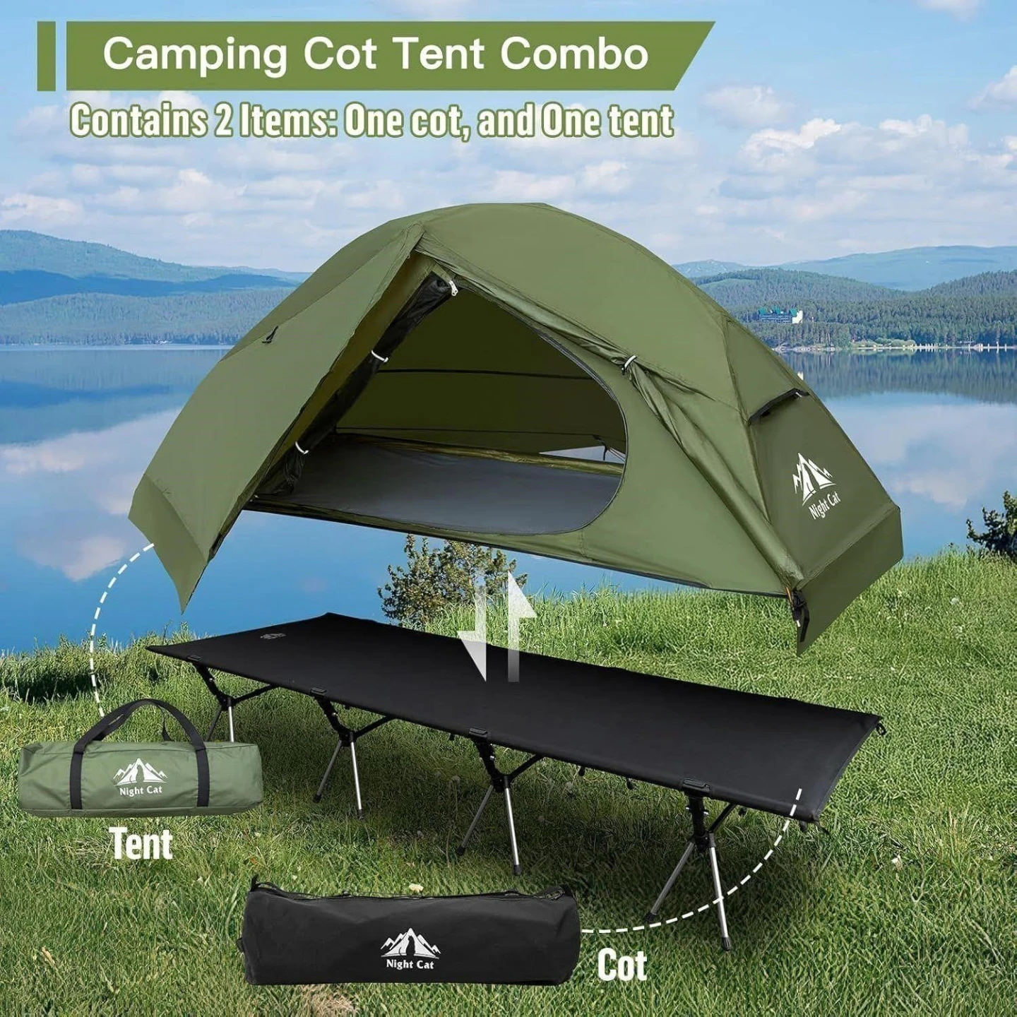 Night Cat Camping Cot Tent Combo - photo 2