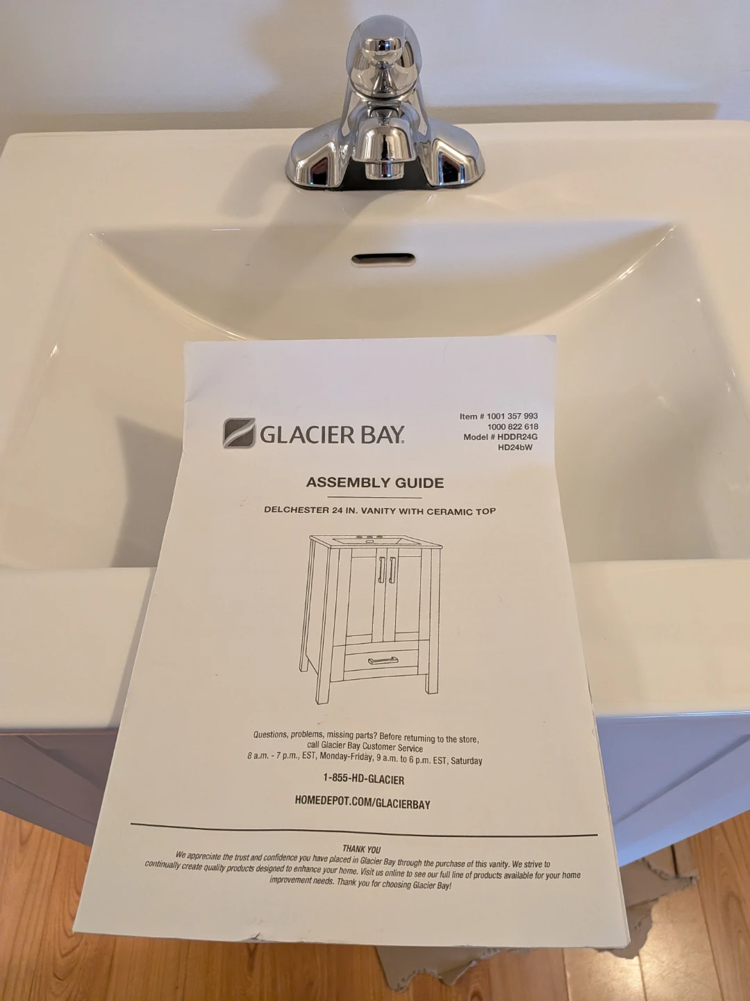 Glacier Bay 24 Inch Vanity with Ceramic Top and faucet - photo 4