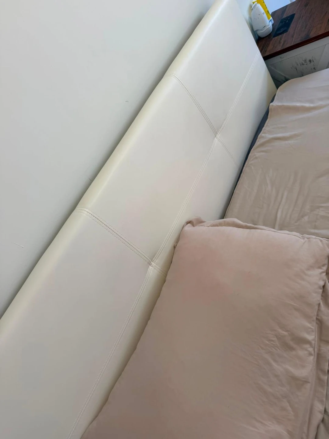 White Faux Leather Queen Bed Frame - photo 3