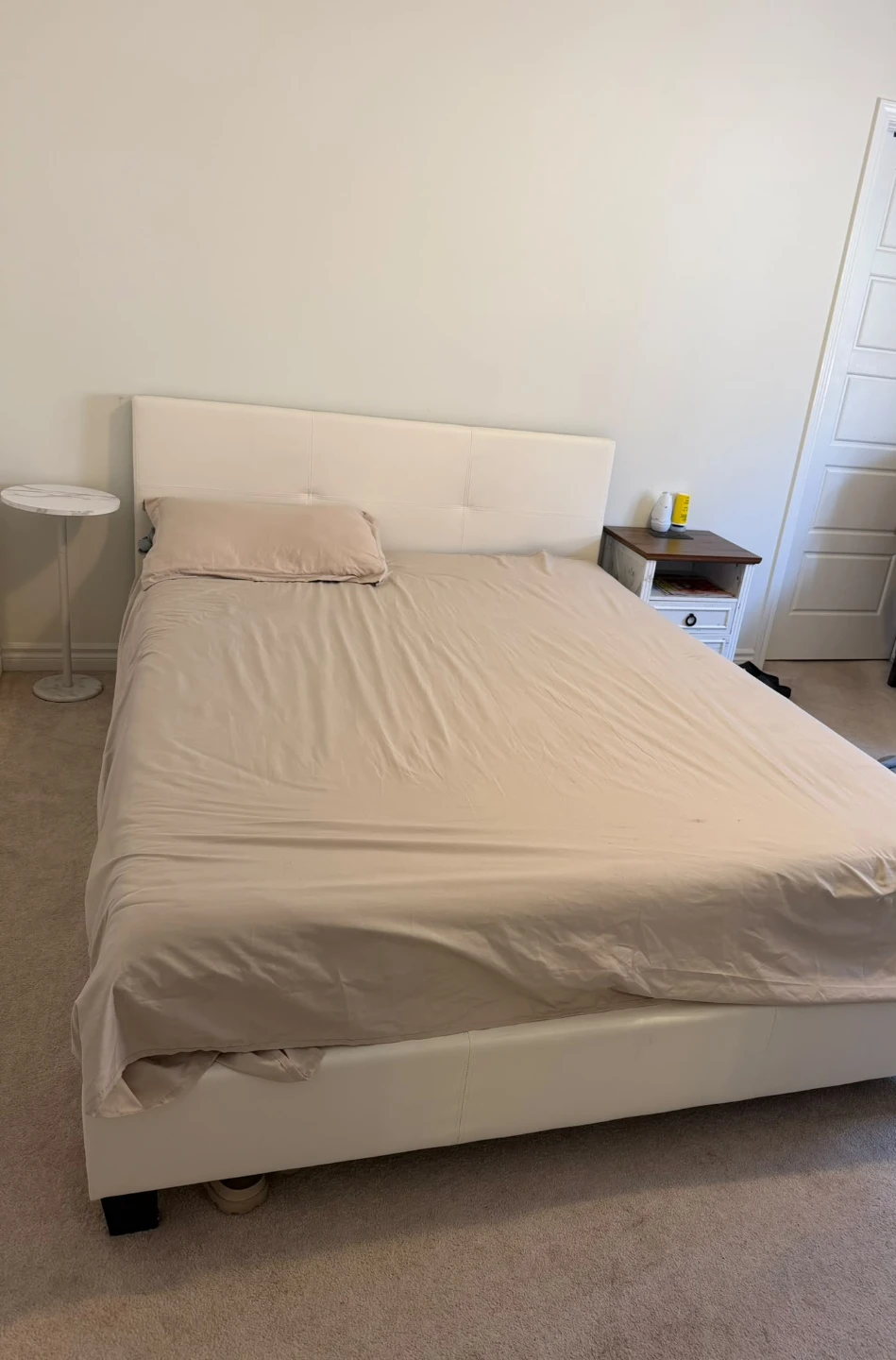 White Faux Leather Queen Bed Frame - photo 4