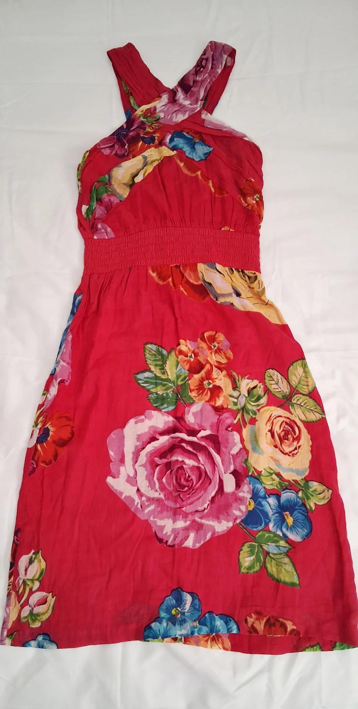 Women's Fuschia Floral Halter Dress