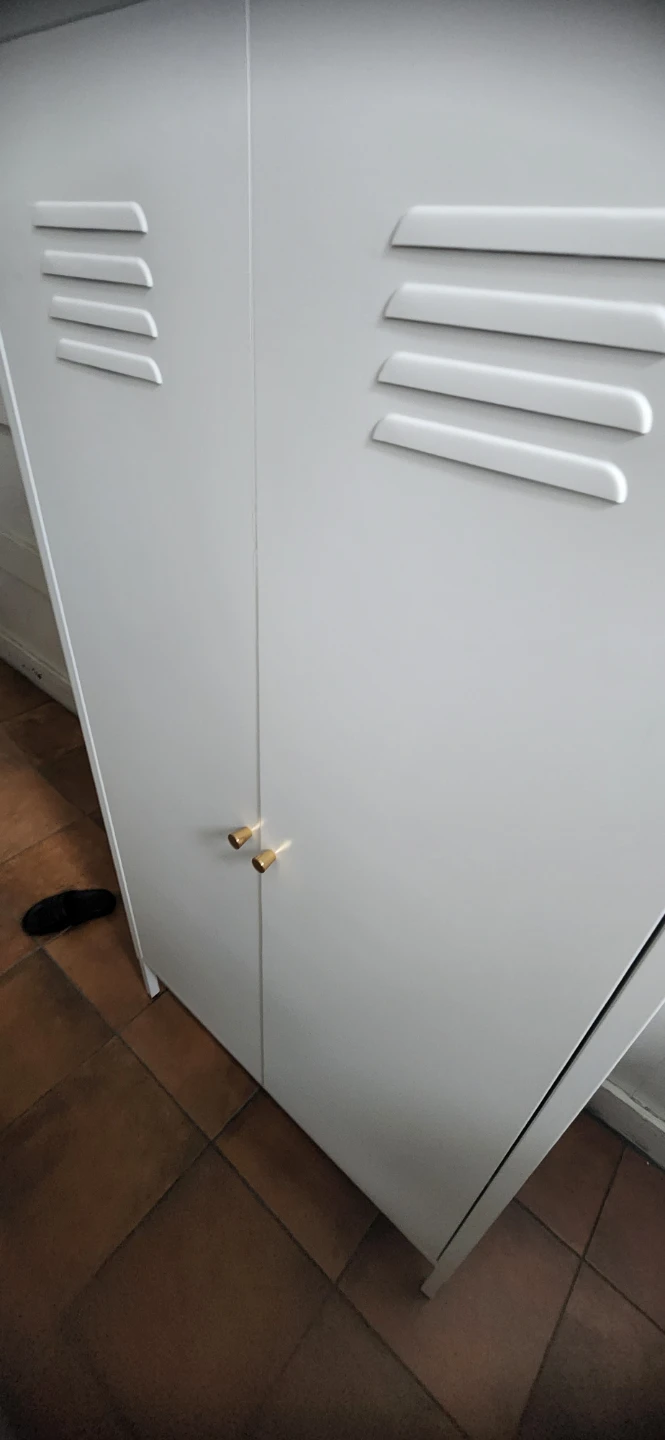 White Metal Locker Cabinet with Gold Handles - photo 4