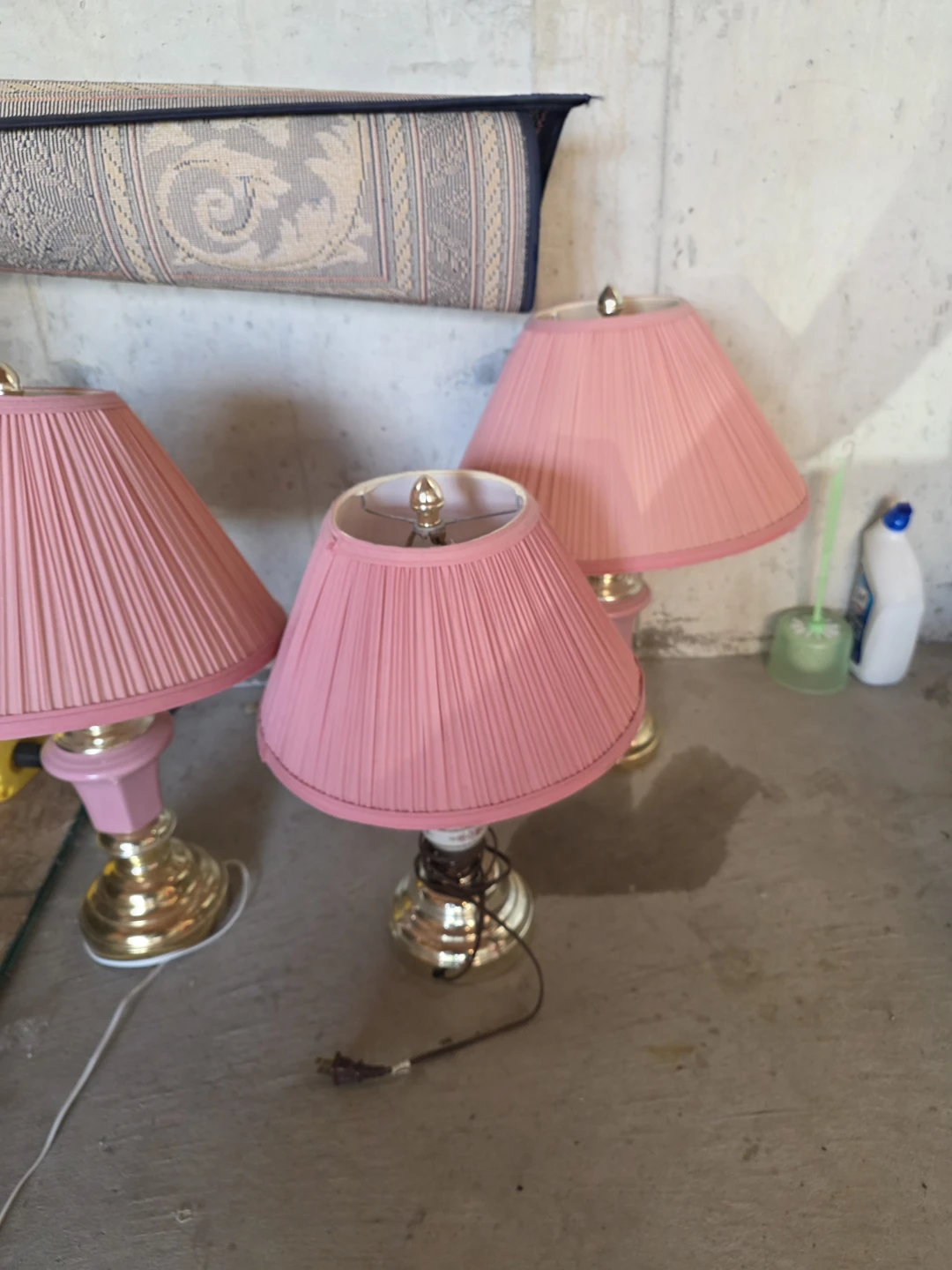 Pink Pleated Lampshade Table Lamps (Set of 3)