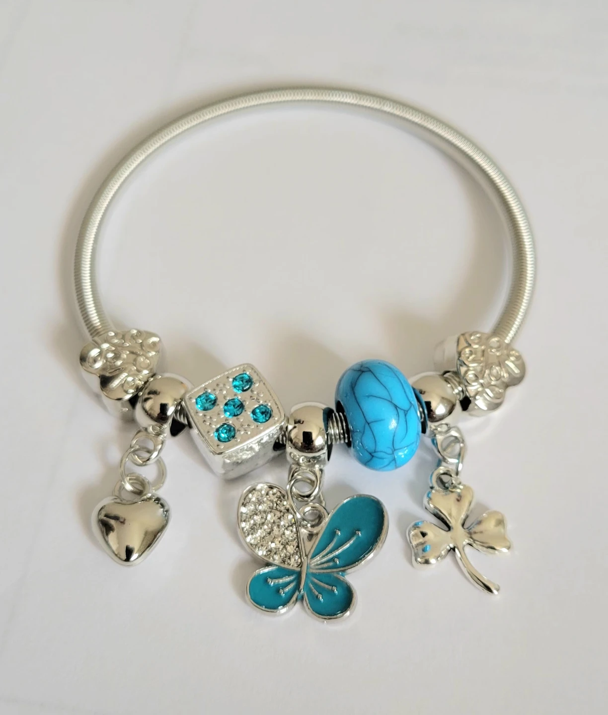 Charm Bracelet with Butterfly and Heart