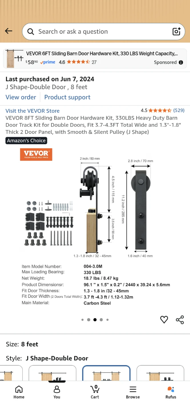 Sliding Barn Door Hardware Kit - 8ft - photo 4
