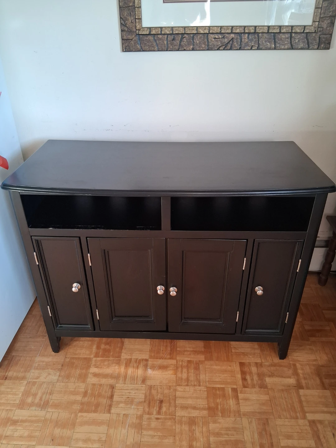 Black Media Console with Storage