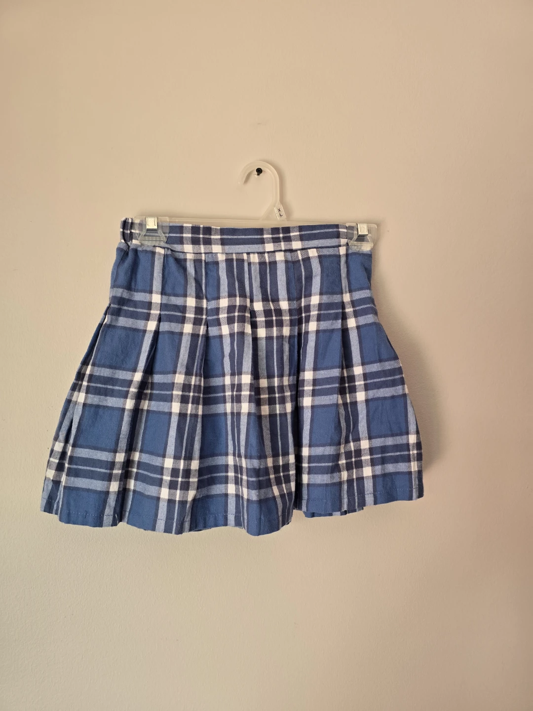 Blue Plaid Pleated Skirt