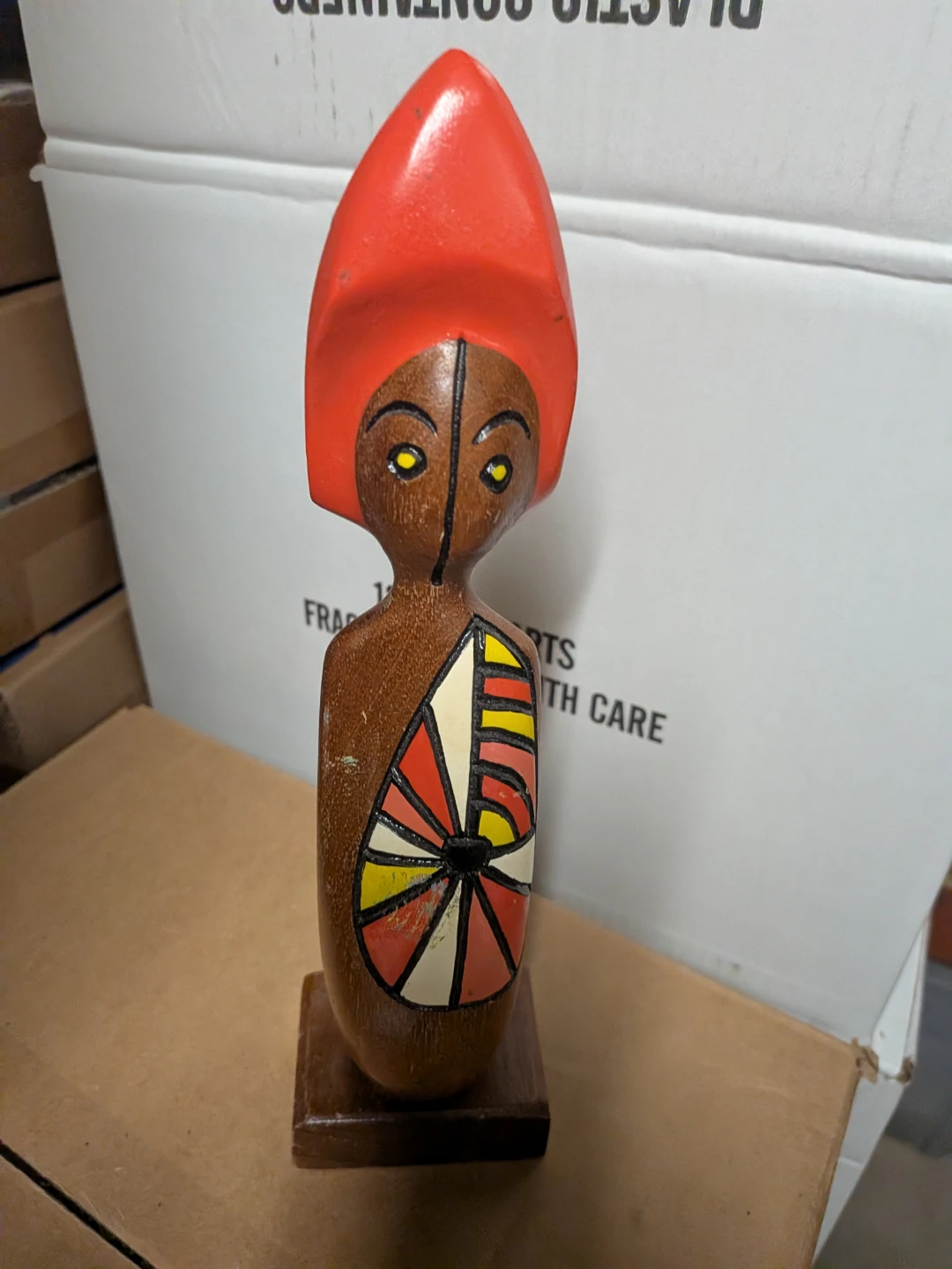 Wooden Figurine with Red Headpiece - photo 4