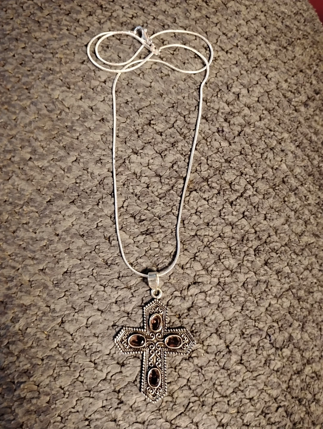 Sterling Silver  Purple Topaz Cross