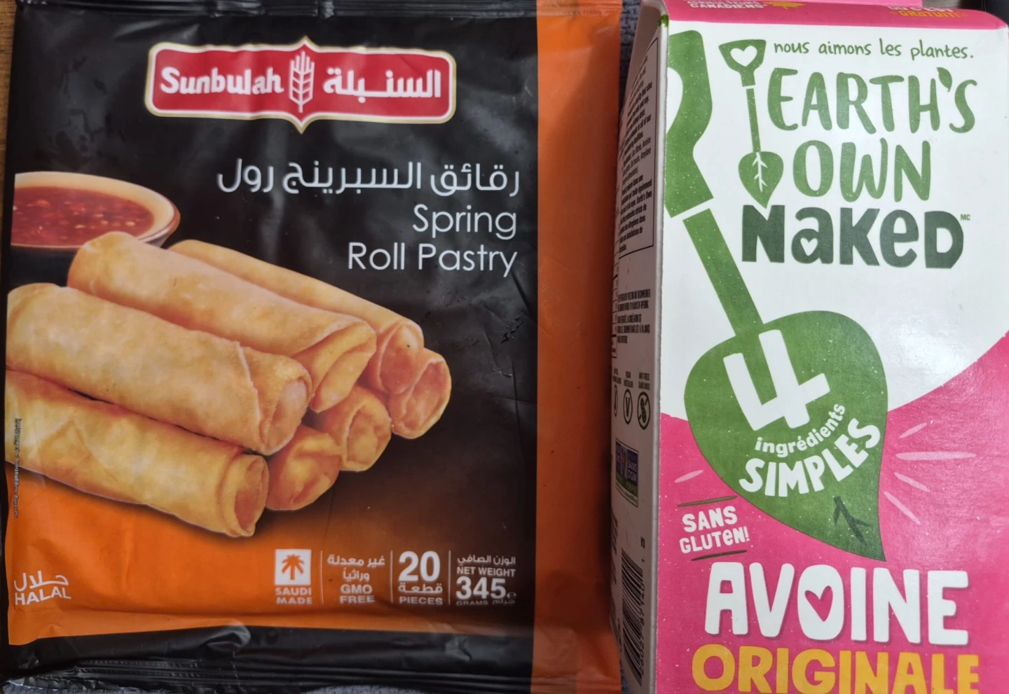 Oat Milk and Spring Roll Pastry package