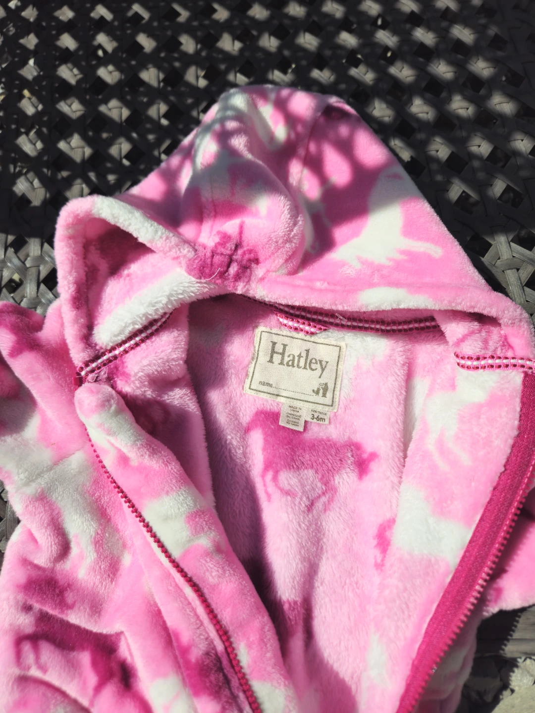 Hatley Baby Fleece Sleepsuit 3-6m Pink Horse Print - photo 2