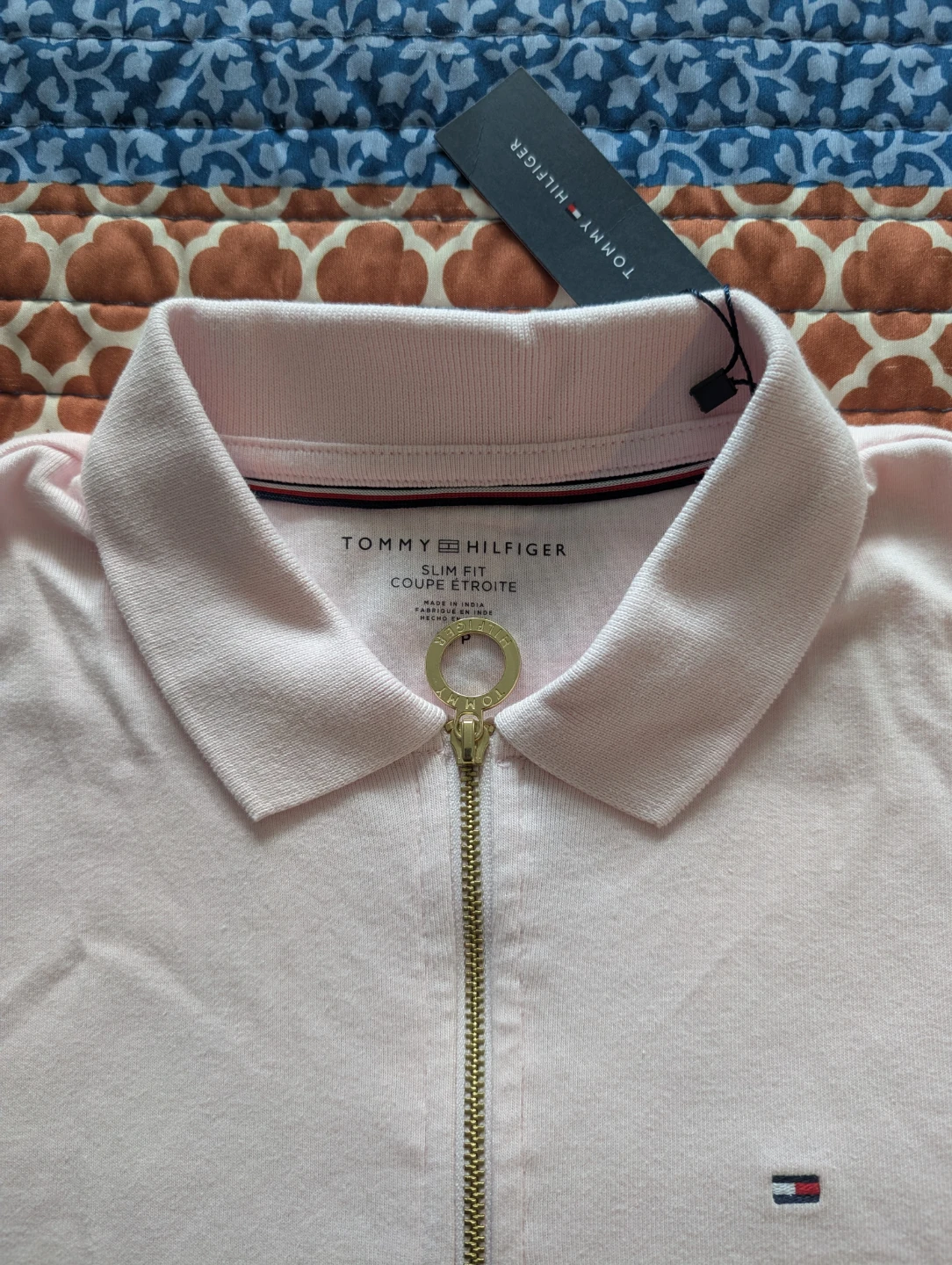 Tommy Hilfiger Pink Slim Fit Zip Polo Shirt Size S