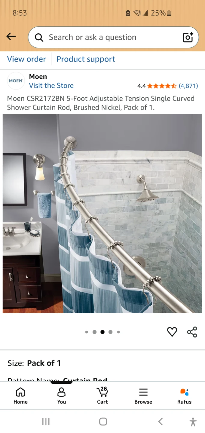 Moen CSR2172BN 5-Foot Adjustable Tension Curved Shower Rod - photo 3