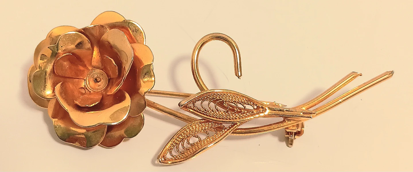 🌹Gold-Tone Metal Rose Brooch🌹 - photo 2