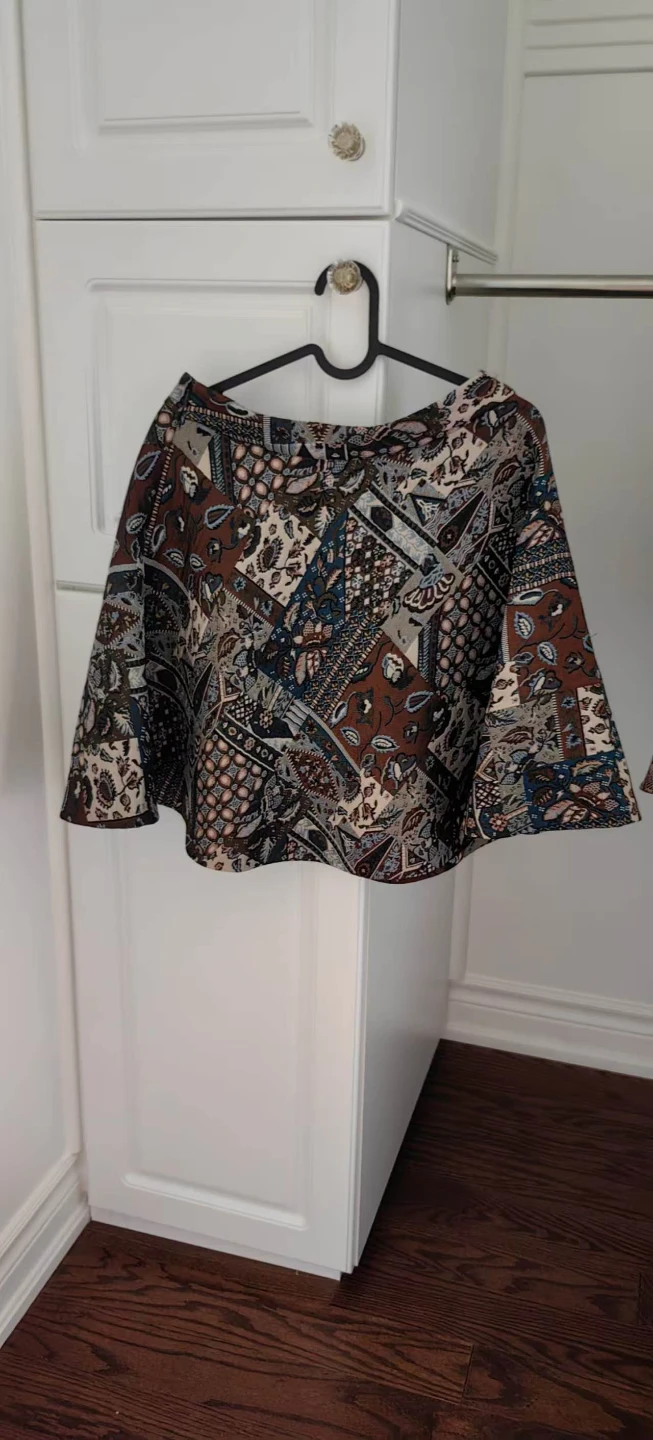 Patchwork Print Flared Skirt