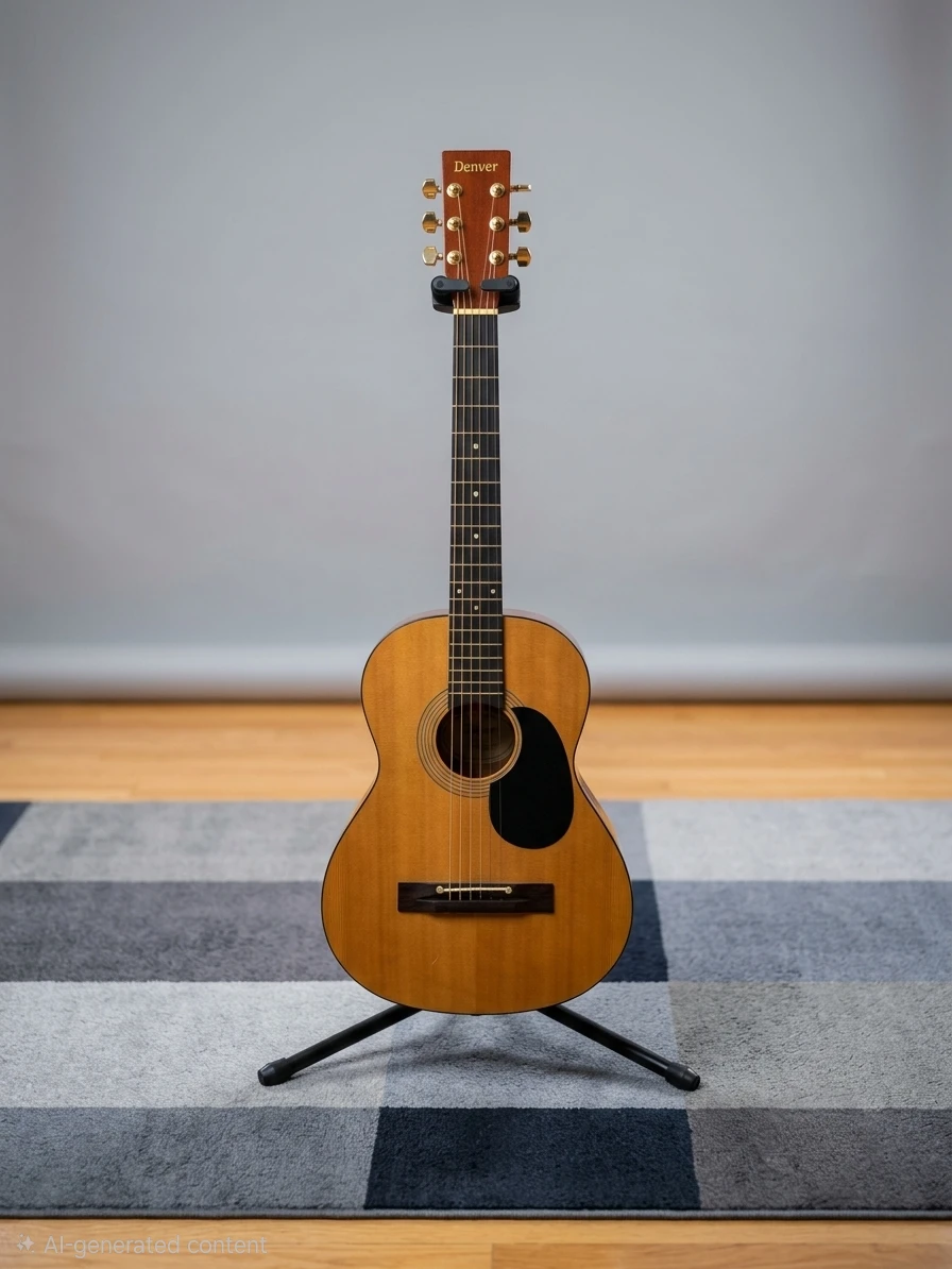 Denver Acoustic Guitar with Stand, Picks, and Wearable Bag