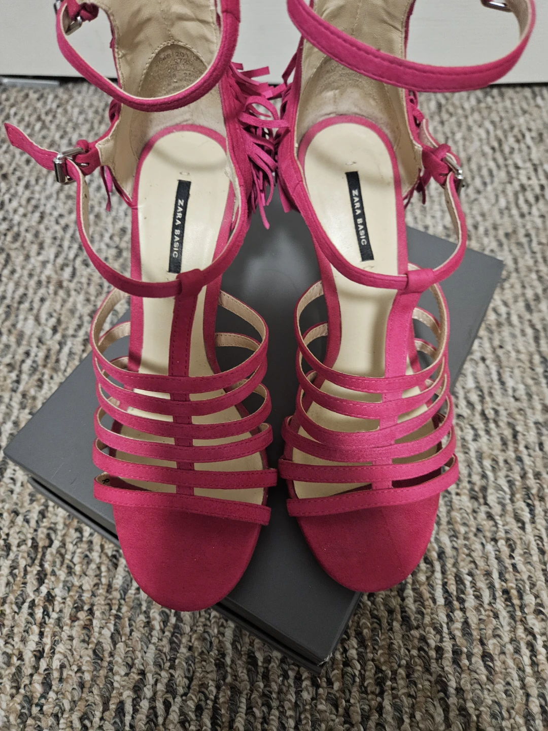 Zara Hot Pink Strappy Heels size 8